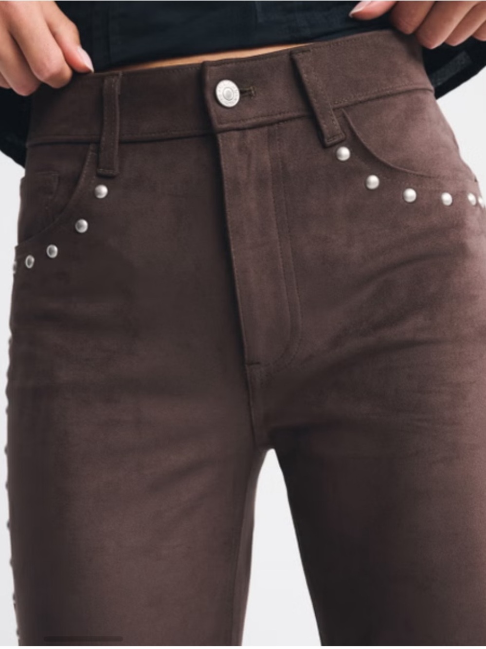 Abercrombie & Fitch Women’s High-Rise Suede Pants— Dark Brown - Picture 4 of 7